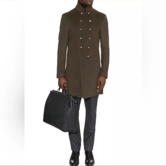John Varvatos gray military double breasted coat - Picture 9 of 9